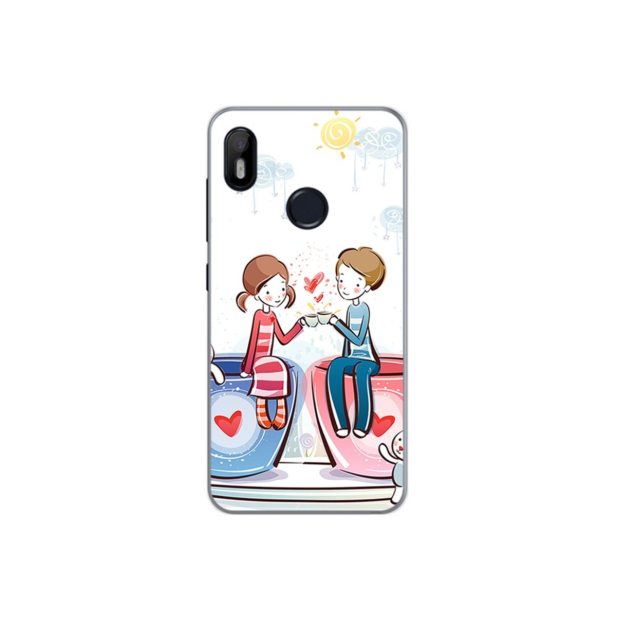 Funda Gel Tpu para Bq Aquaris C Diseño Cafe Dibujos