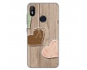 Funda Gel Tpu para Bq Aquaris C Diseño Corazones Madera Dibujos