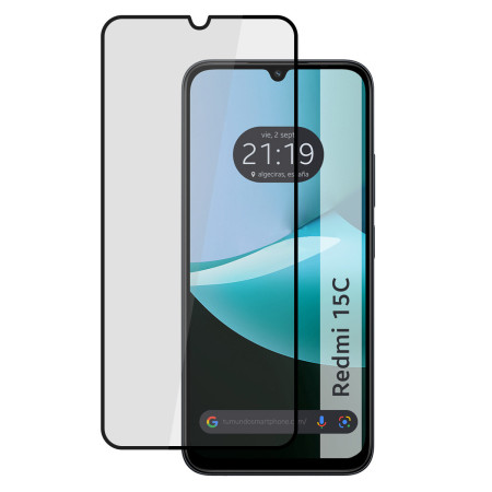 Protector Cristal Templado Completo 5D Full Glue Negro para Xiaomi Redmi 15C 4G / 5G Vidrio