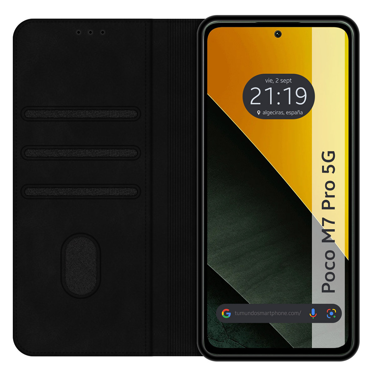 Funda Libro de Polipiel con tarjetero para Xiaomi Poco M7 Pro 5G color Negra