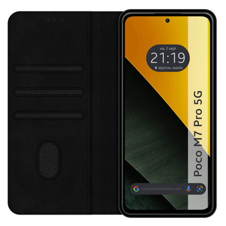 Funda Libro de Polipiel con tarjetero para Xiaomi Poco M7 Pro 5G color Negra