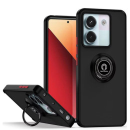 Funda Mate con Borde Negro y Anillo Giratorio 360 para Xiaomi Poco M7 Pro 5G