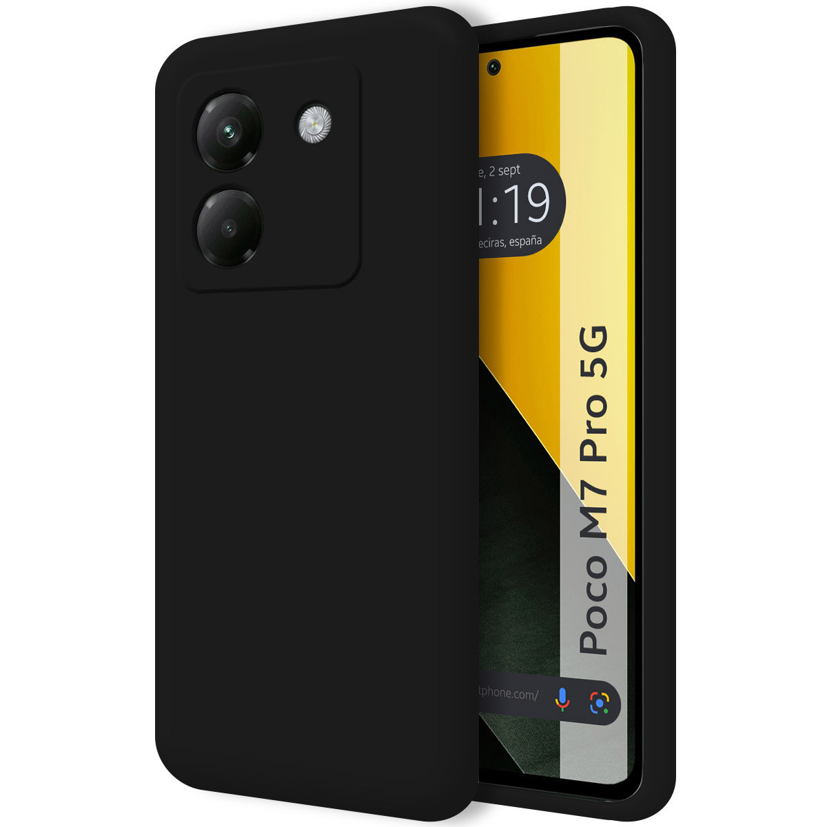 Funda Silicona Líquida Ultra Suave para Xiaomi Poco M7 Pro 5G color Negra