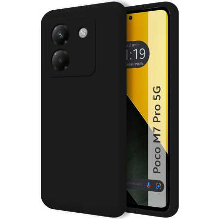 Funda Silicona Líquida Ultra Suave para Xiaomi Poco M7 Pro 5G color Negra