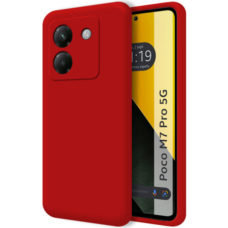 Funda Silicona Líquida Ultra Suave para Xiaomi Poco M7 Pro 5G color Roja