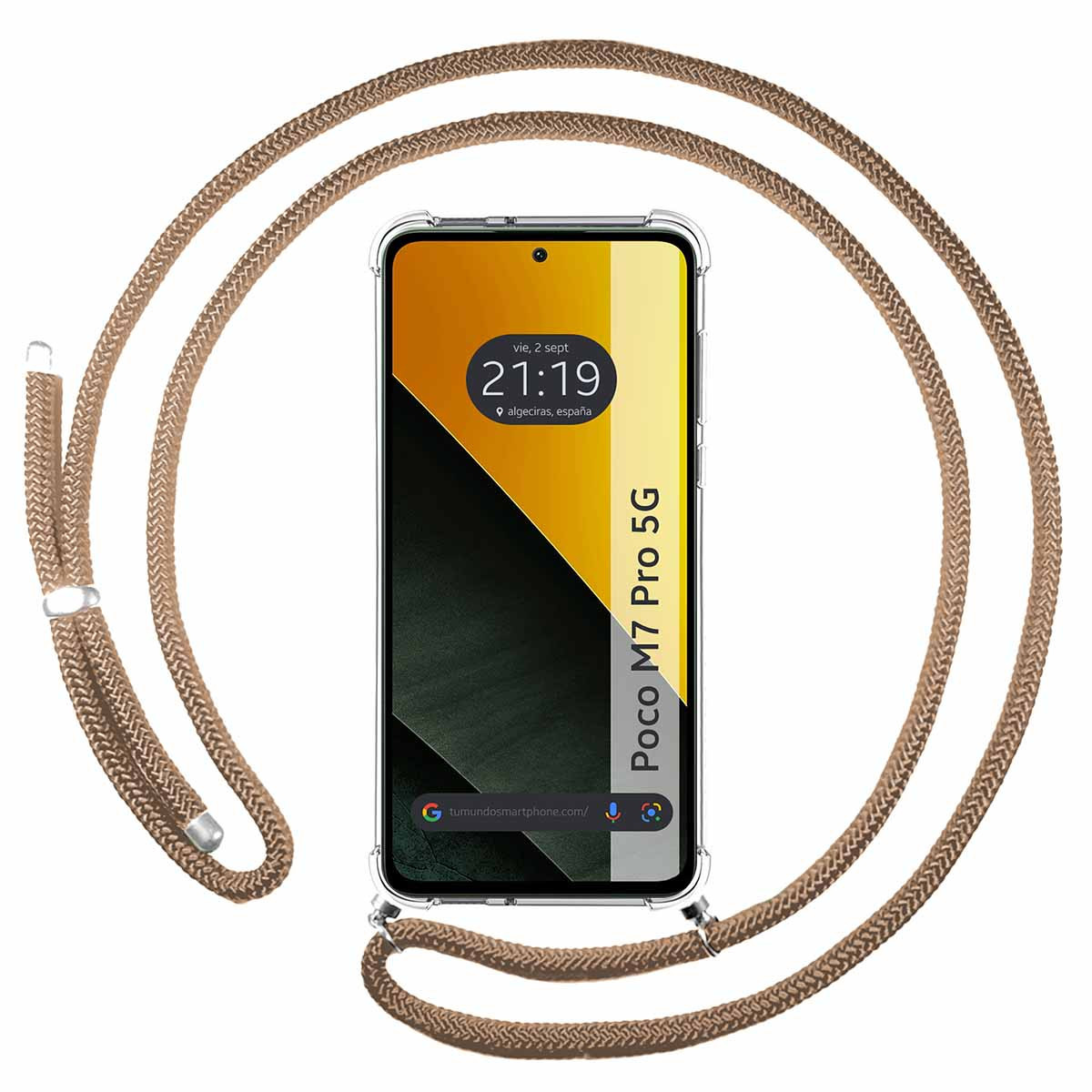 Funda Colgante Transparente para Xiaomi Poco M7 Pro 5G con Cordon Camel