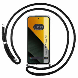 Funda Colgante Transparente para Xiaomi Poco M7 Pro 5G con Cordon Negro