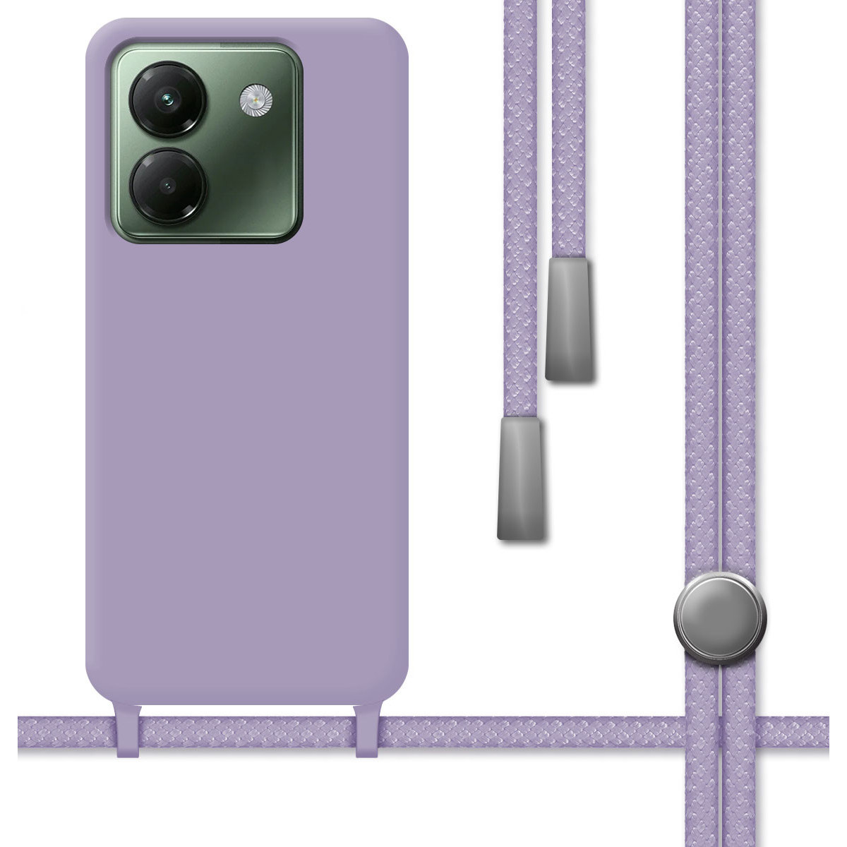Funda Silicona Líquida con Cordón para Xiaomi Poco M7 Pro 5G color Morada