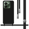 Funda Silicona Líquida con Cordón para Xiaomi Poco M7 Pro 5G color Negra