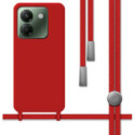 Funda Silicona Líquida con Cordón para Xiaomi Poco M7 Pro 5G color Roja