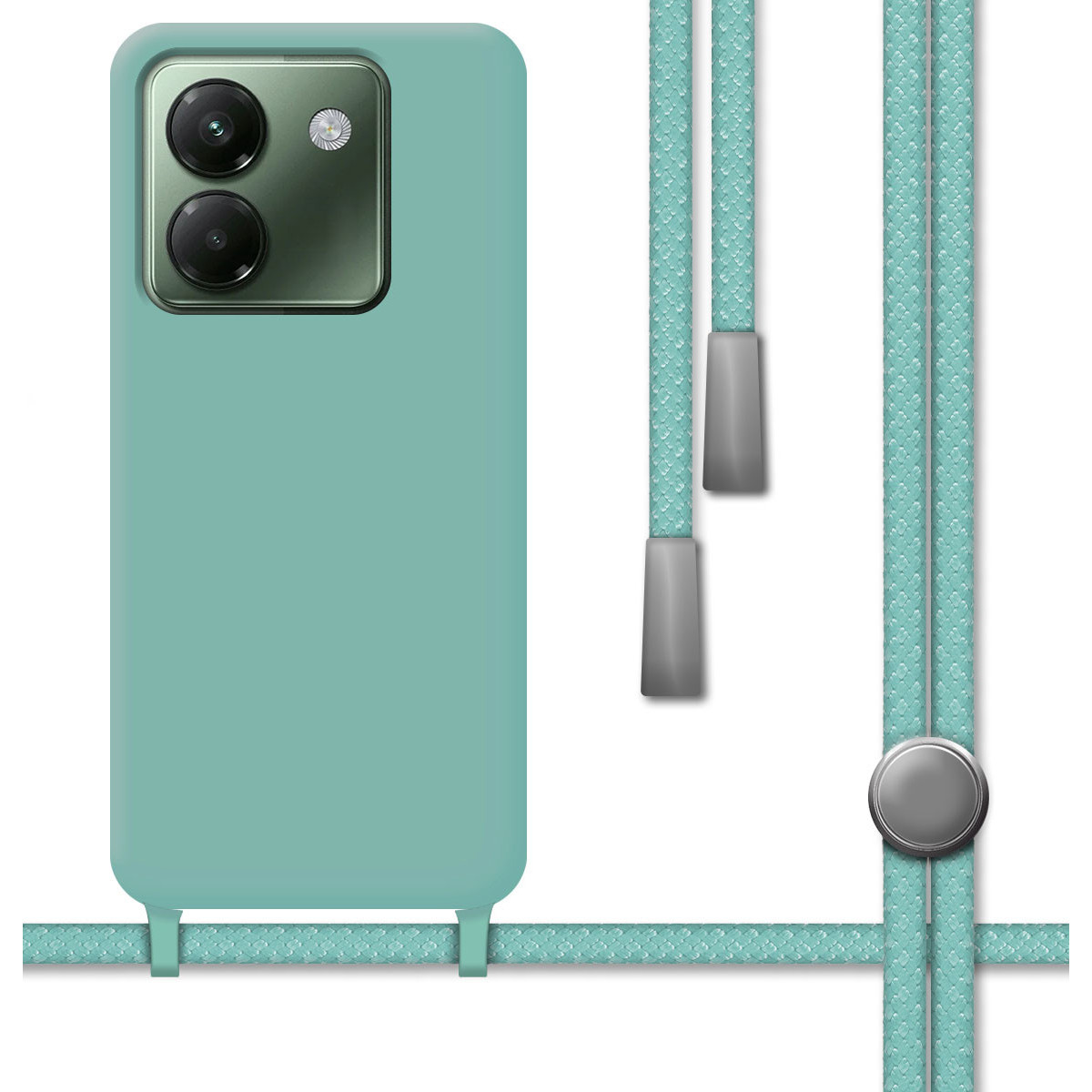 Funda Silicona Líquida con Cordón para Xiaomi Poco M7 Pro 5G color Verde
