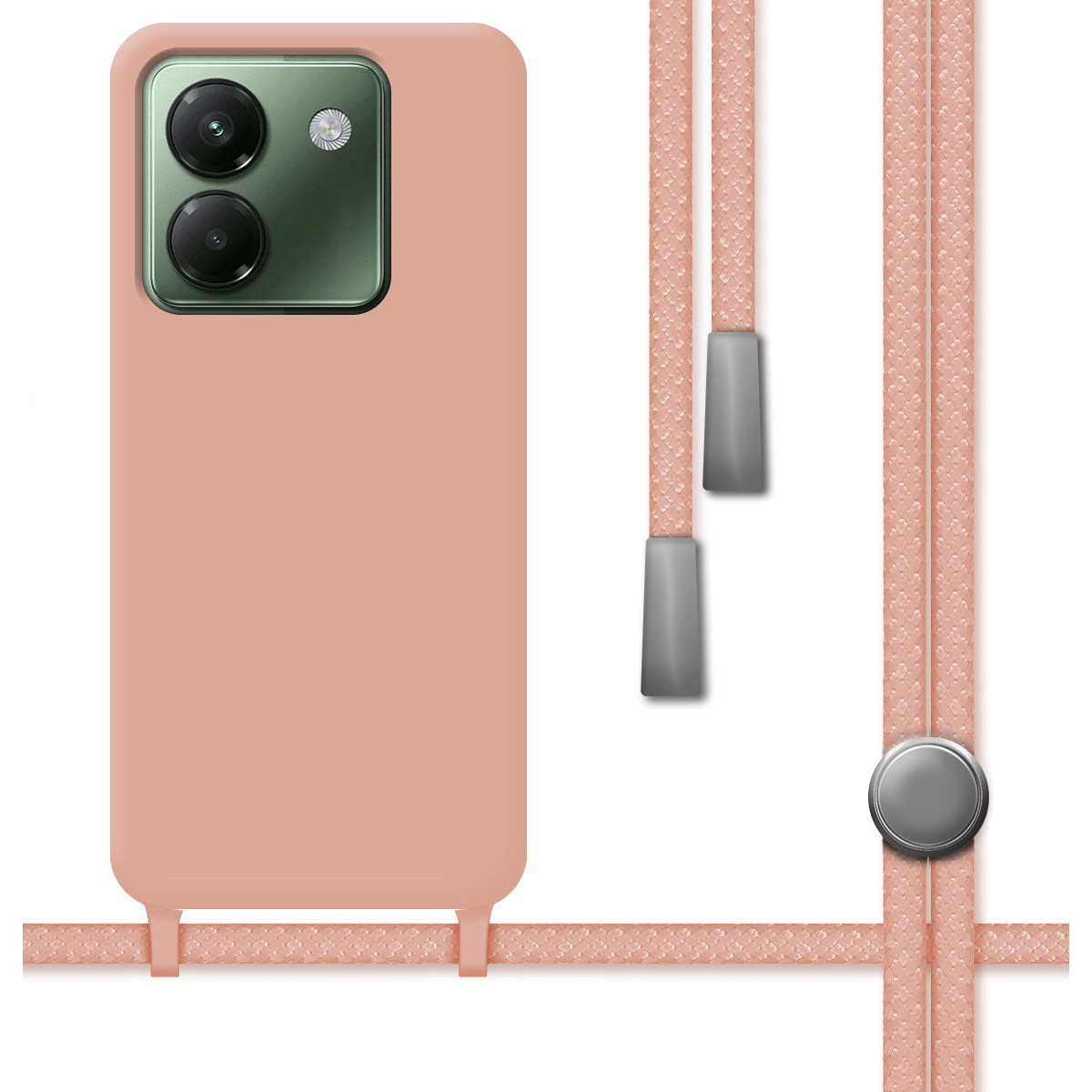 Funda Silicona Líquida con Cordón para Xiaomi Poco M7 Pro 5G color Rosa