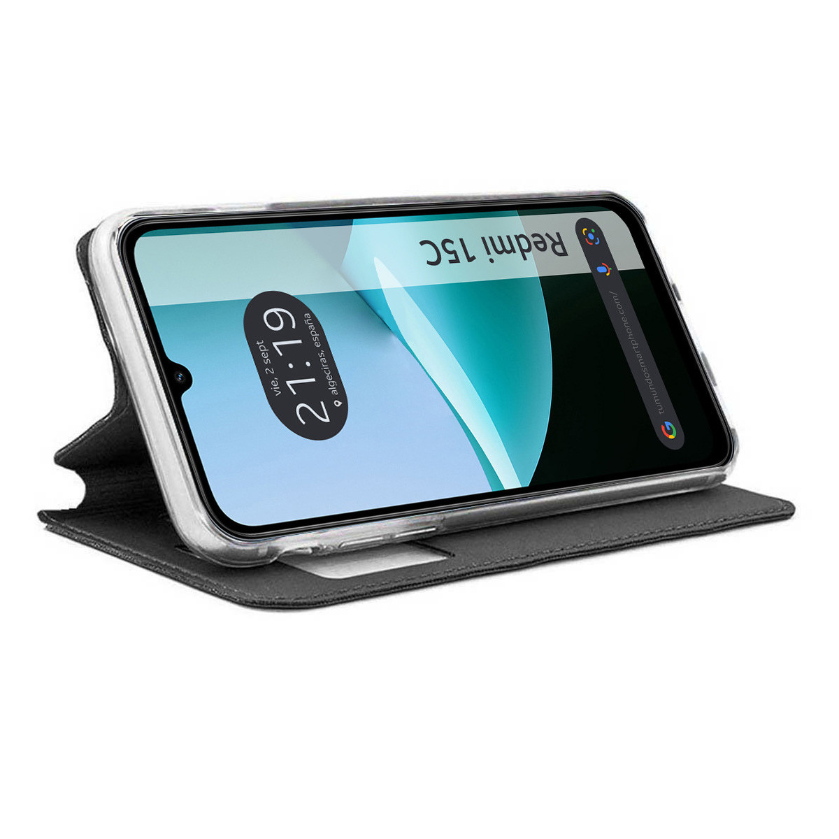 Funda Libro Soporte con Ventana para Xiaomi Redmi 15C 4G / 5G color Negra