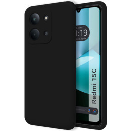 Funda Silicona Líquida Ultra Suave para Xiaomi Redmi 15C 4G / 5G color Negra