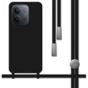 Funda Silicona Líquida con Cordón para Xiaomi Redmi 15C 4G / 5G color Negra