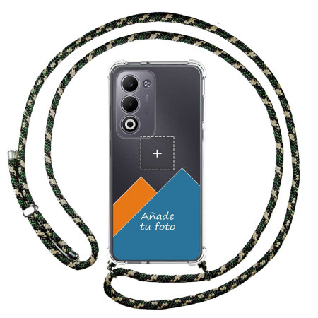 Personaliza tu Funda Colgante Transparente para Oppo A5m / A5 4G / 5G con Cordon Verde / Dorado Dibujo Personalizada