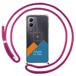 Personaliza tu Funda Colgante Transparente para Oppo A5m / A5 4G / 5G con Cordon Rosa Fucsia Dibujo Personalizada