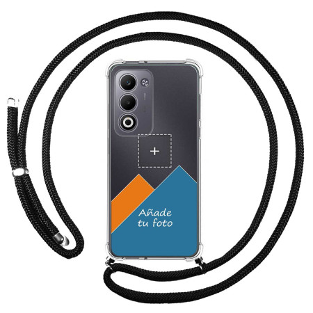 Personaliza tu Funda Colgante Transparente para Oppo A5m / A5 4G / 5G con Cordon Negro Dibujo Personalizada