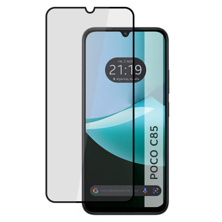 Protector Cristal Templado Completo 5D Full Glue Negro para Xiaomi Poco C85 Vidrio