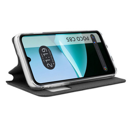 Funda Libro Soporte con Ventana para Xiaomi Poco C85 color Negra
