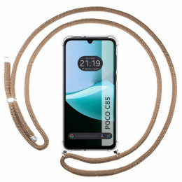 Funda Colgante Transparente para Xiaomi Poco C85 con Cordon Camel