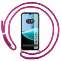 Funda Colgante Transparente para Xiaomi Poco C85 con Cordon Rosa Fucsia