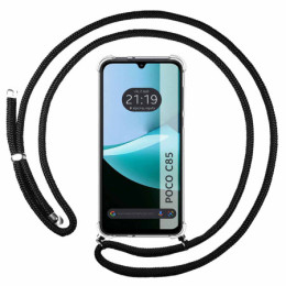 Funda Colgante Transparente para Xiaomi Poco C85 con Cordon Negro