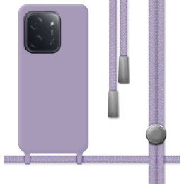 Funda Silicona Líquida con Cordón para Xiaomi Poco C85 color Morada
