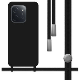 Funda Silicona Líquida con Cordón para Xiaomi Poco C85 color Negra