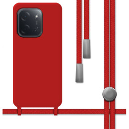 Funda Silicona Líquida con Cordón para Xiaomi Poco C85 color Roja