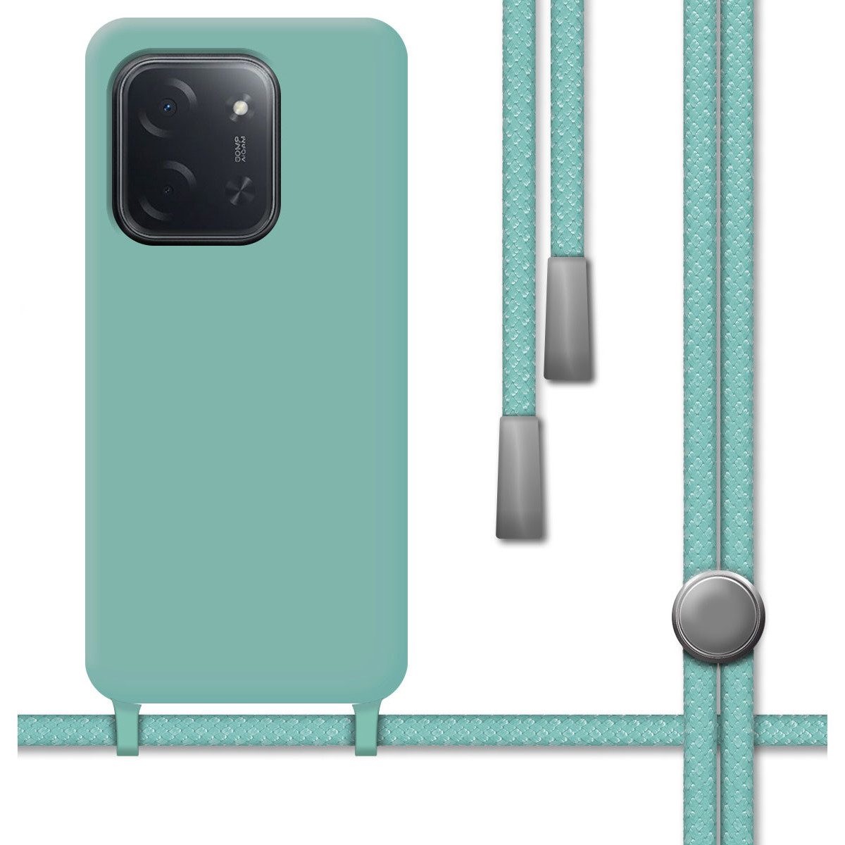 Funda Silicona Líquida con Cordón para Xiaomi Poco C85 color Verde