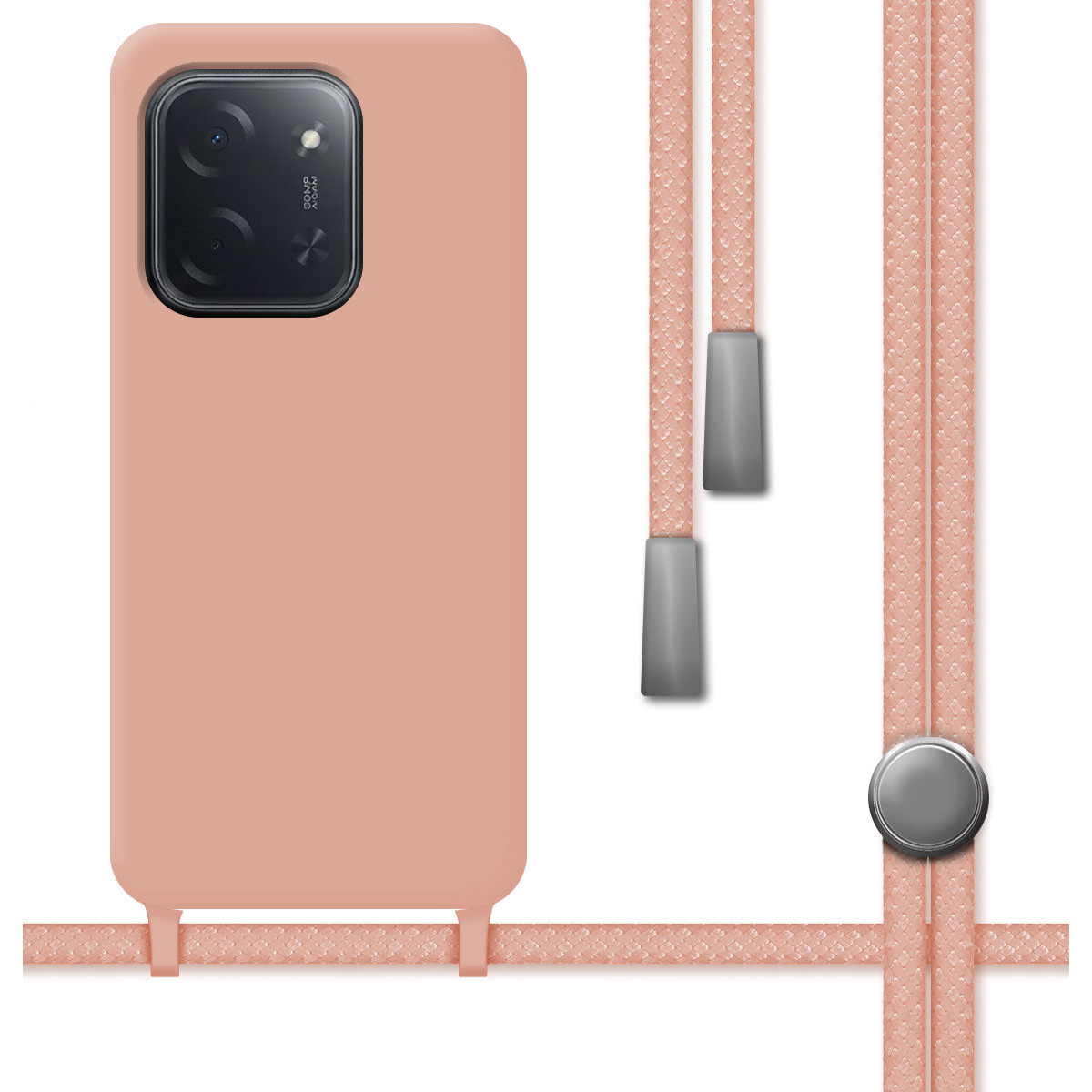 Funda Silicona Líquida con Cordón para Xiaomi Poco C85 color Rosa