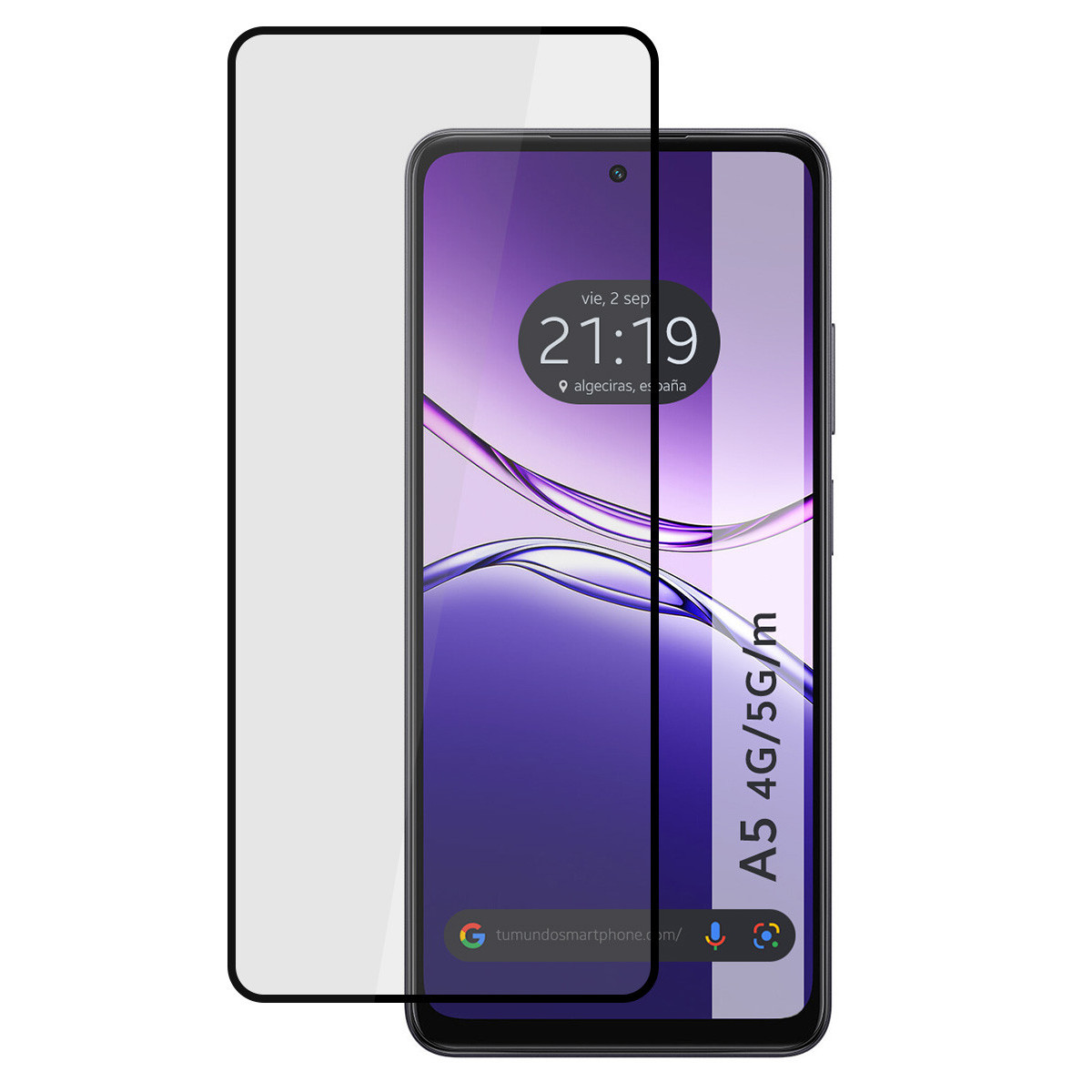 Protector Cristal Templado Completo 5D Full Glue Negro para Oppo A5m / A5 4G / 5G Vidrio