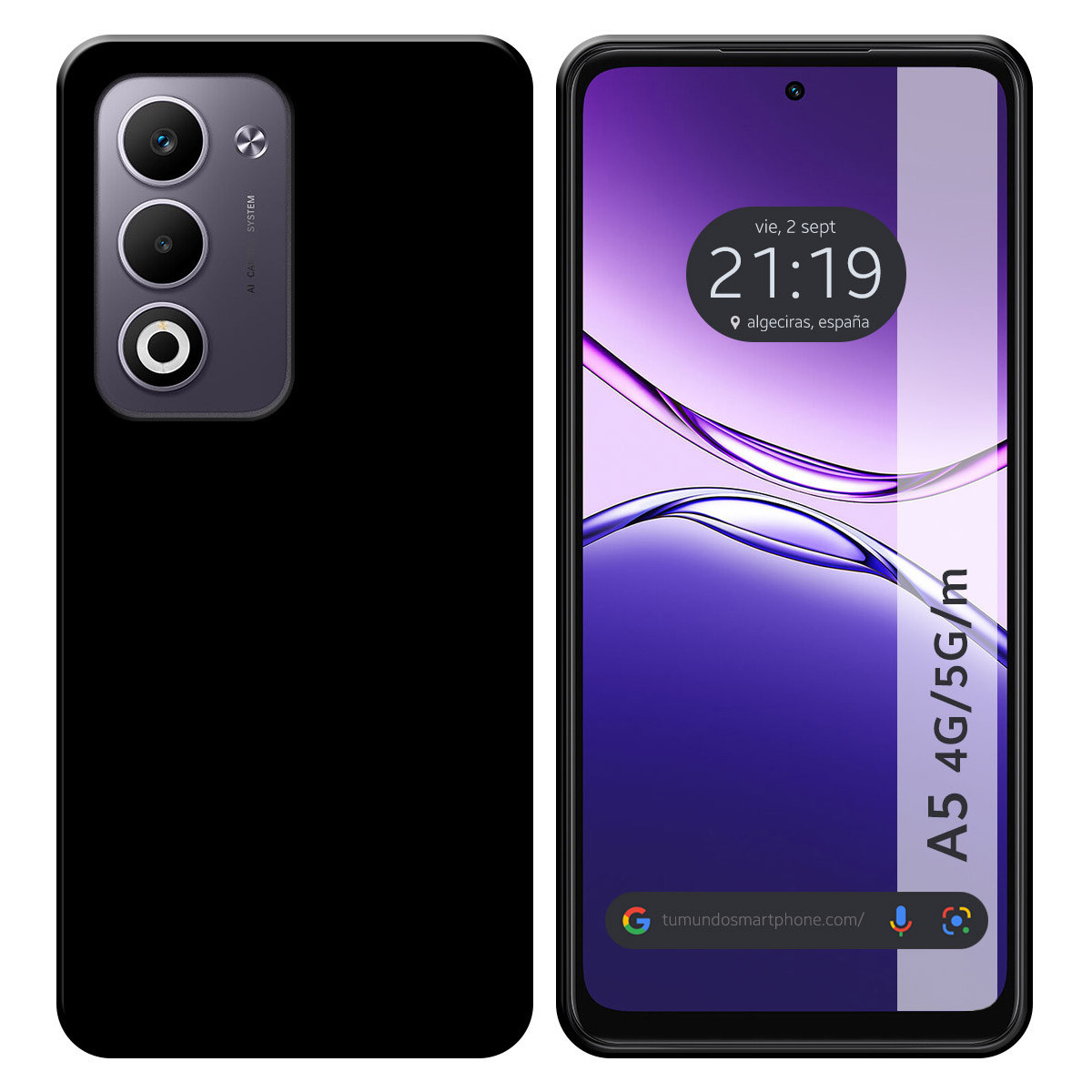 Funda Silicona Gel TPU Negra para Oppo A5m / A5 4G / 5G