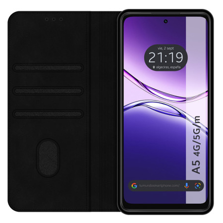 Funda Libro de Polipiel con tarjetero para Oppo A5m / A5 4G / 5G color Negra