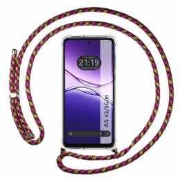 Funda Colgante Transparente para Oppo A5m / A5 4G / 5G con Cordon Rosa / Dorado