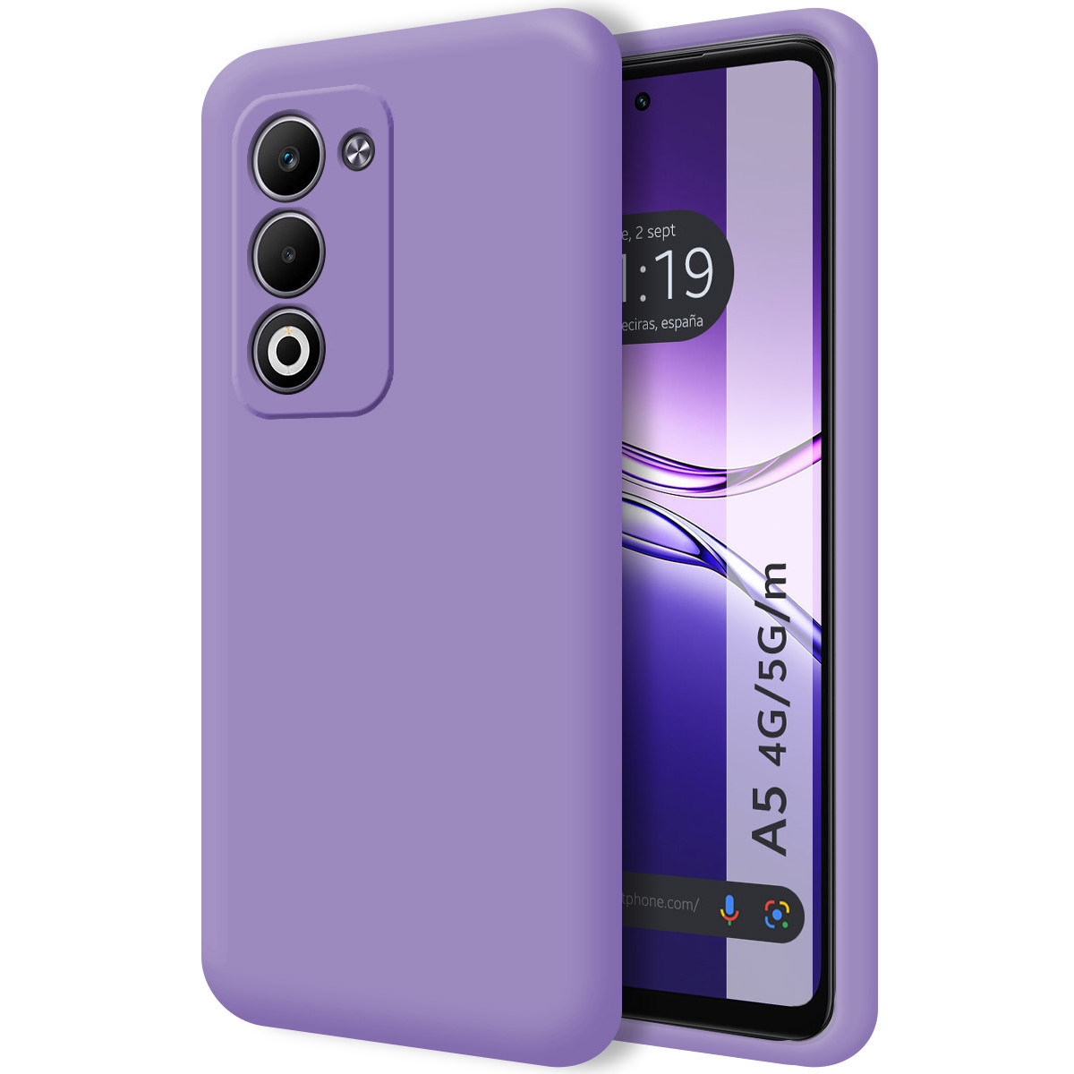 Funda Silicona Líquida Ultra Suave para Oppo A5m / A5 4G / 5G color Morada