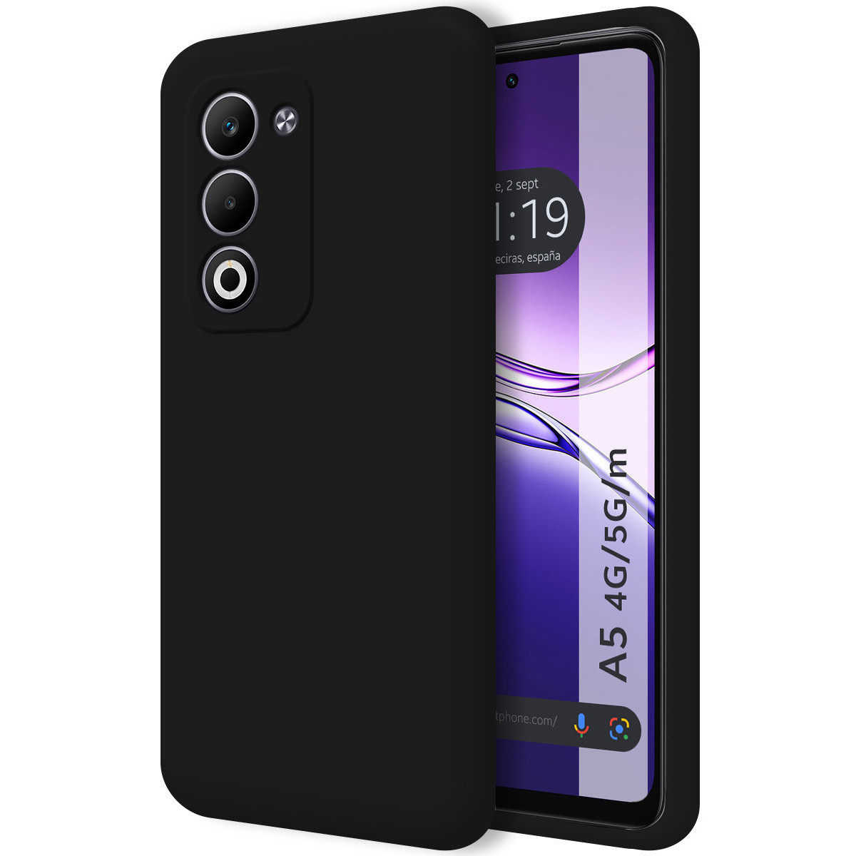 Funda Silicona Líquida Ultra Suave para Oppo A5m / A5 4G / 5G color Negra