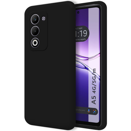 Funda Silicona Líquida Ultra Suave para Oppo A5m / A5 4G / 5G color Negra