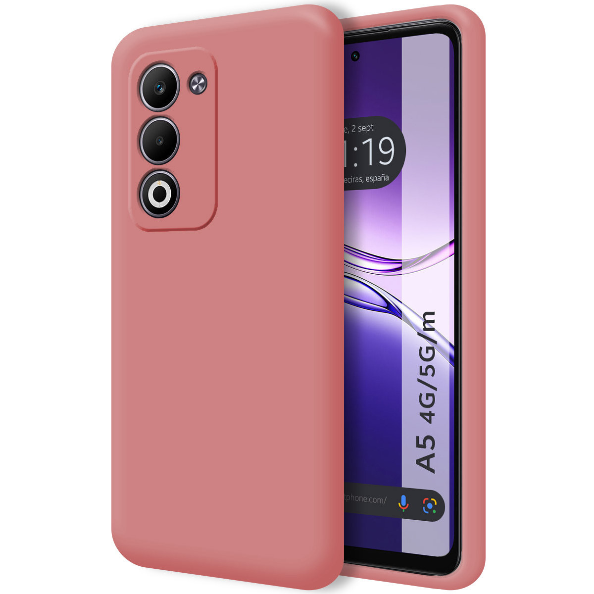 Funda Silicona Líquida Ultra Suave para Oppo A5m / A5 4G / 5G color Rosa