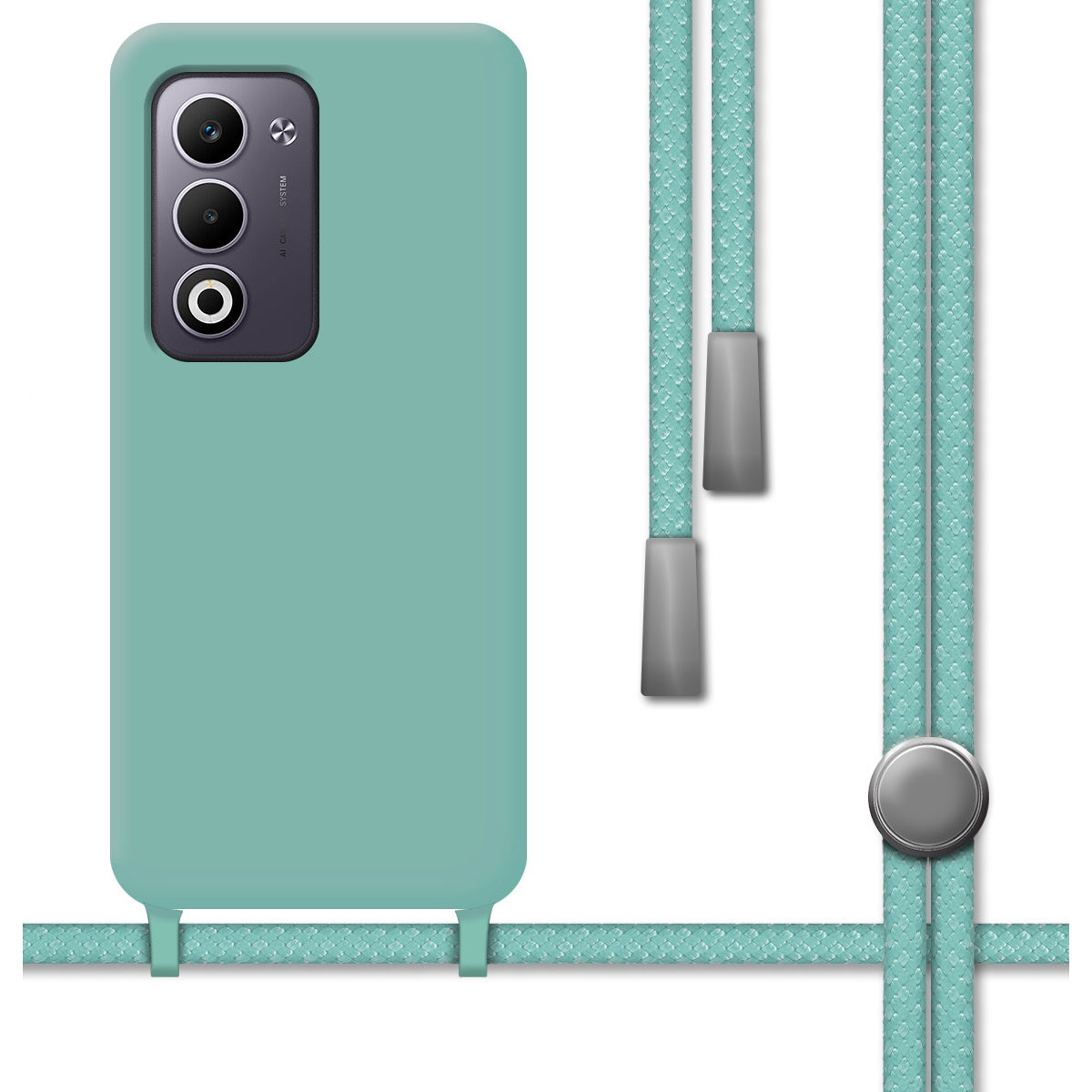 Funda Silicona Líquida con Cordón para Oppo A5m / A5 4G / 5G color Verde