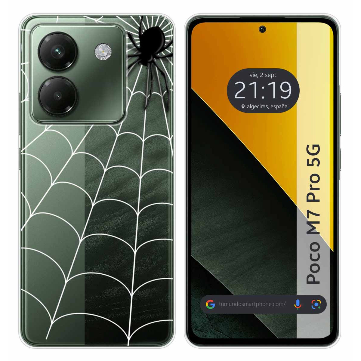 Funda Silicona Transparente para Xiaomi Poco M7 Pro 5G diseño Araña Dibujos
