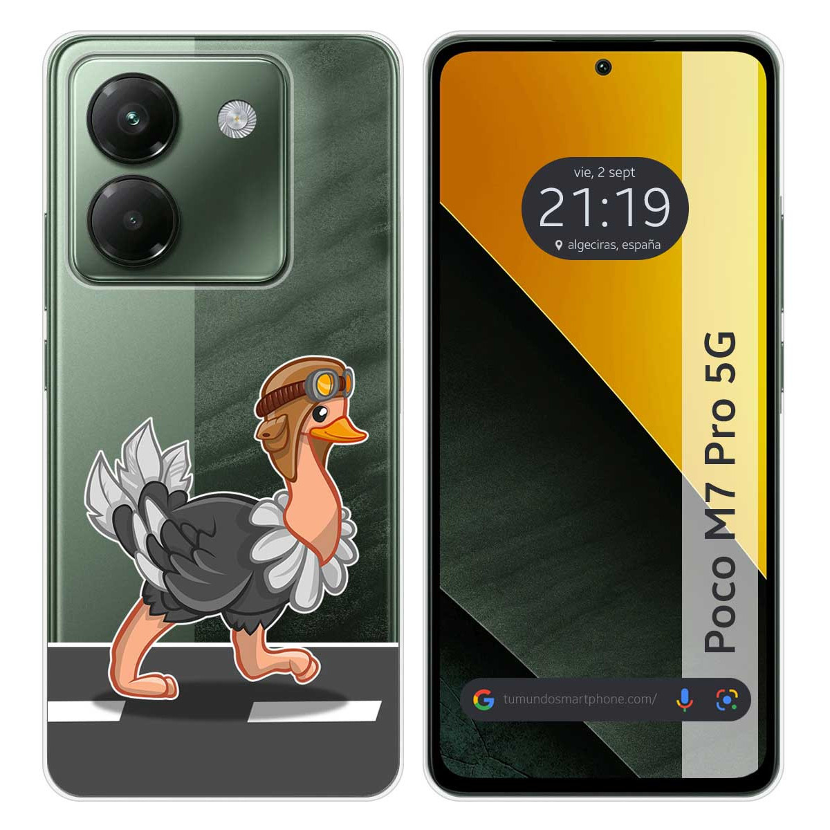 Funda Silicona Transparente para Xiaomi Poco M7 Pro 5G diseño Avestruz Dibujos