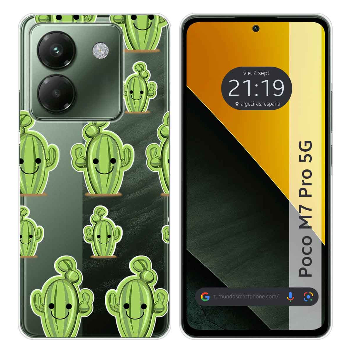 Funda Silicona Transparente para Xiaomi Poco M7 Pro 5G diseño Cactus Dibujos