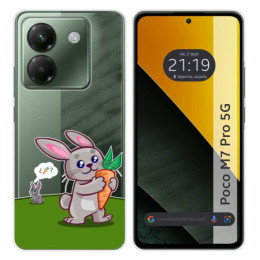 Funda Silicona Transparente para Xiaomi Poco M7 Pro 5G diseño Conejo Dibujos