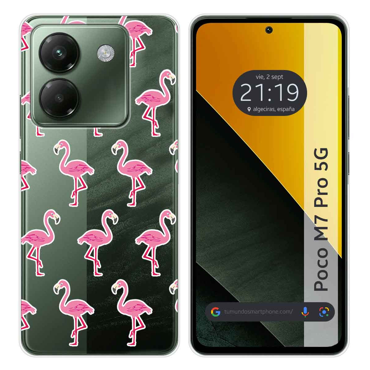 Funda Silicona Transparente para Xiaomi Poco M7 Pro 5G diseño Flamenco Dibujos