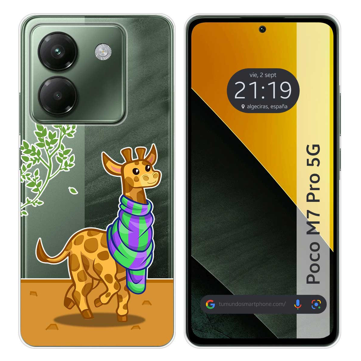 Funda Silicona Transparente para Xiaomi Poco M7 Pro 5G diseño Jirafa Dibujos