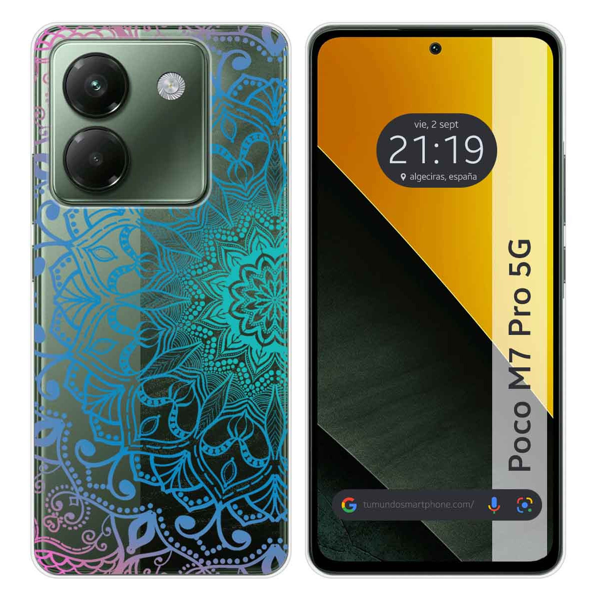 Funda Silicona Transparente para Xiaomi Poco M7 Pro 5G diseño Mandala Dibujos