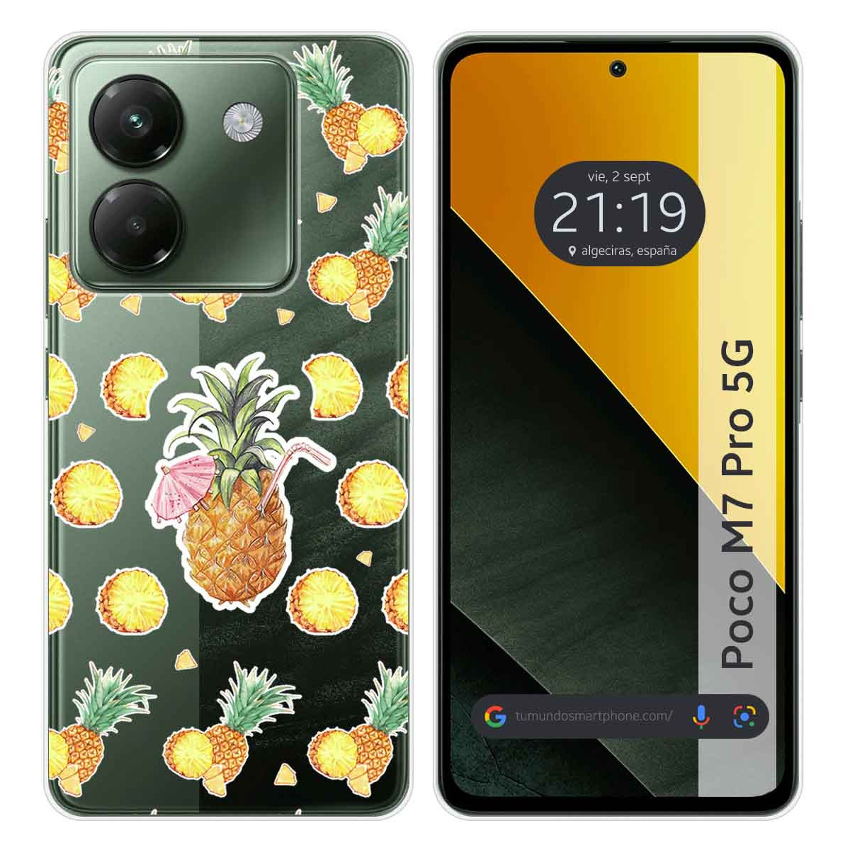 Funda Silicona Transparente para Xiaomi Poco M7 Pro 5G diseño Piña Dibujos