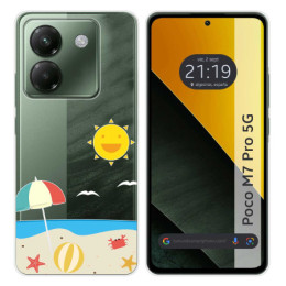 Funda Silicona Transparente para Xiaomi Poco M7 Pro 5G diseño Playa Dibujos